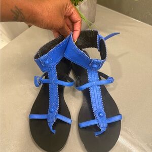 Balenciaga Blue and Black Sport Sandals